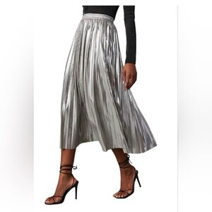 Elegant Silver Midi Skirt